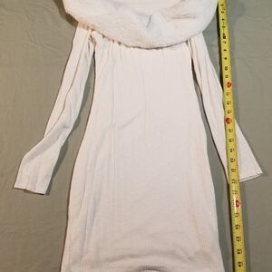Fashion Nova Women's Sweater Dress with Fur Collar small White